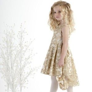 Biscotti Hi/Low Gold Damask Dress